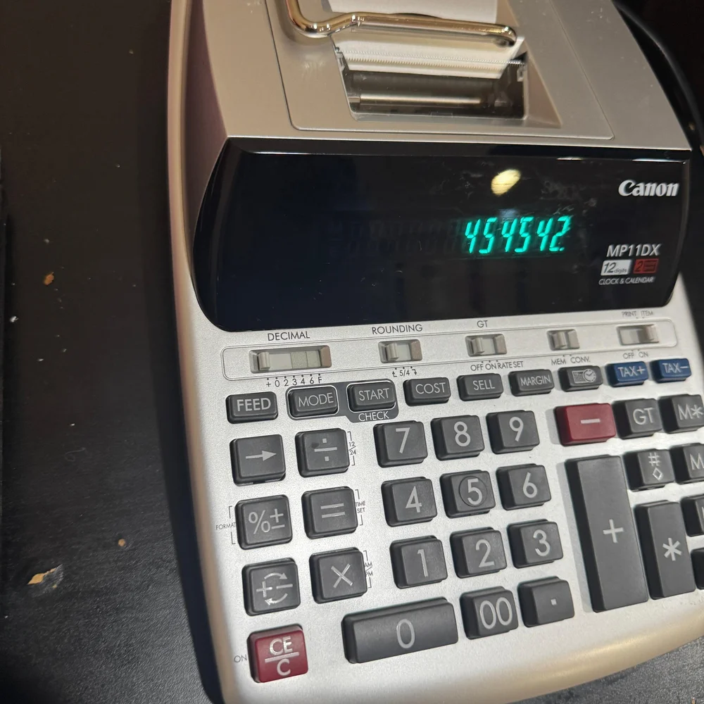 Canon Gray and Black MP11DX-2 Desktop Printing Calculator (Bottom View)